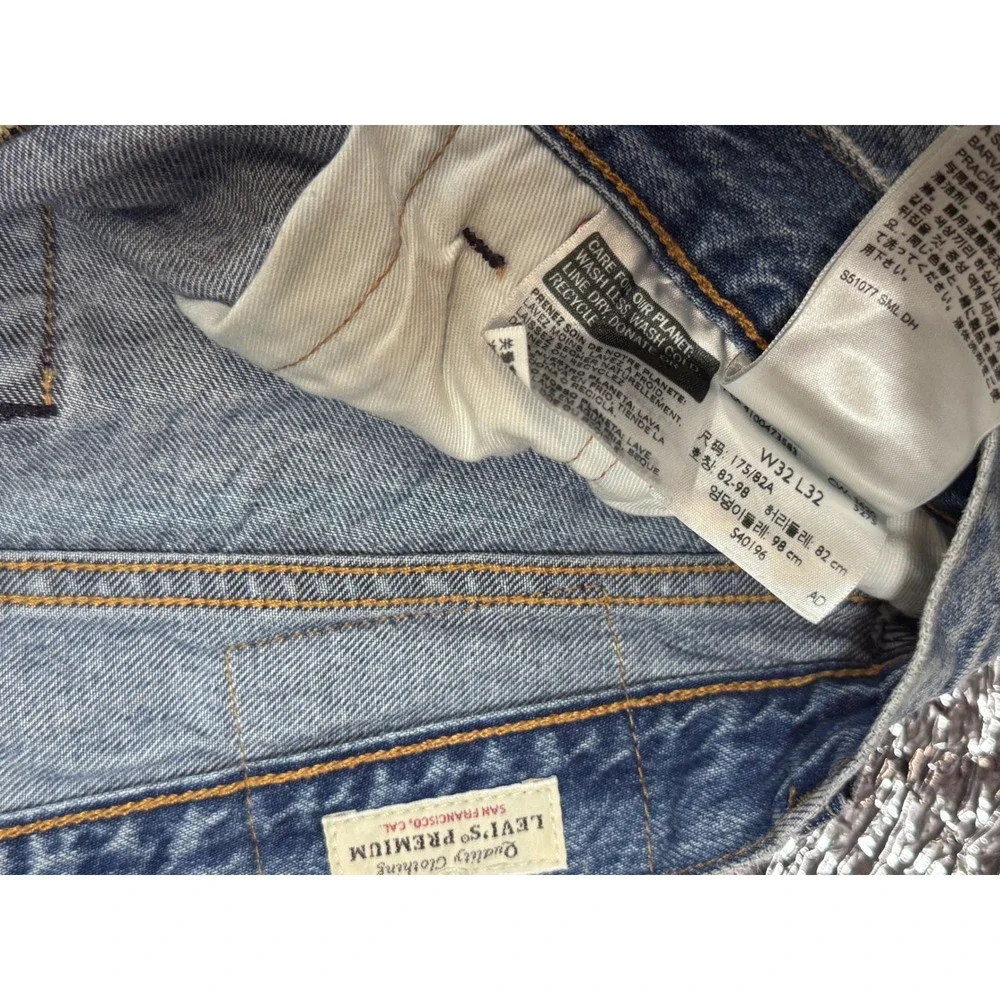 Levis 501 93 Straight Leg Jeans Light Wash Custom Doodle Graphics Mens 32x32